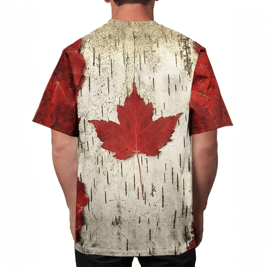 Men's Maple Leaf Print T-shirt - Large Size - Image 2