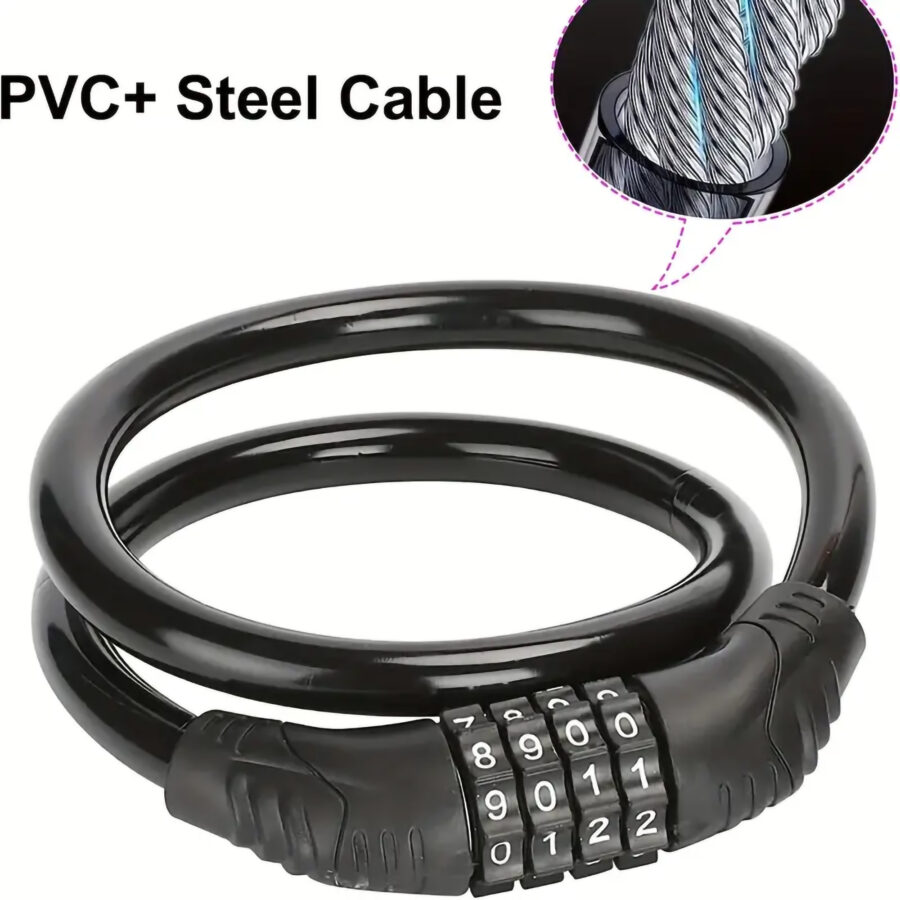 Combination Bicycle Steel Cable Lock, 4-digit 32-inch Long - Image 7