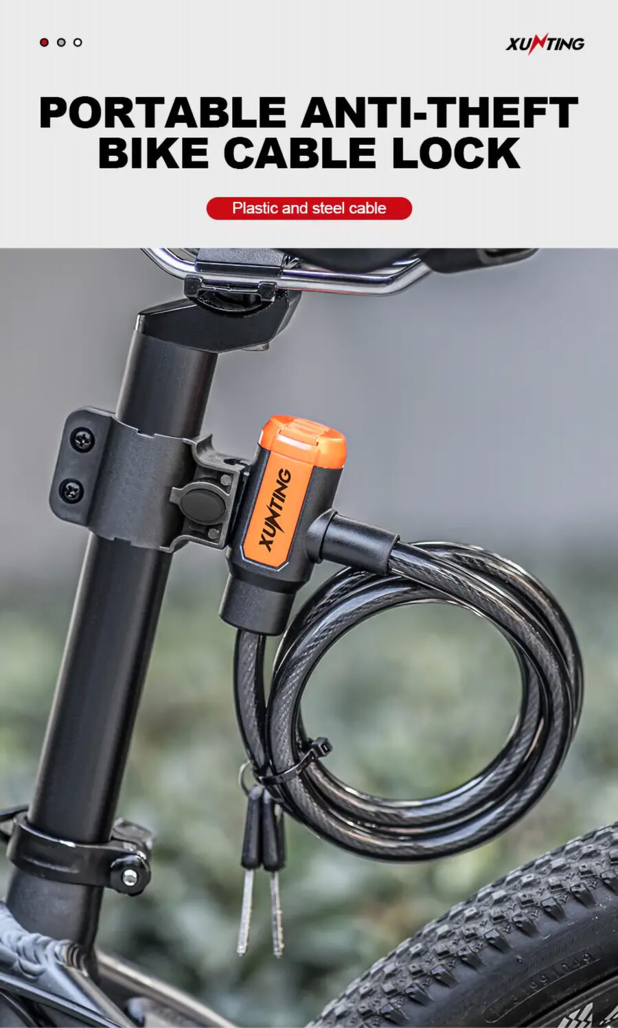 Weatherproof Anti-Theft Bike Cable Lock with Mounting Bracket - Image 7