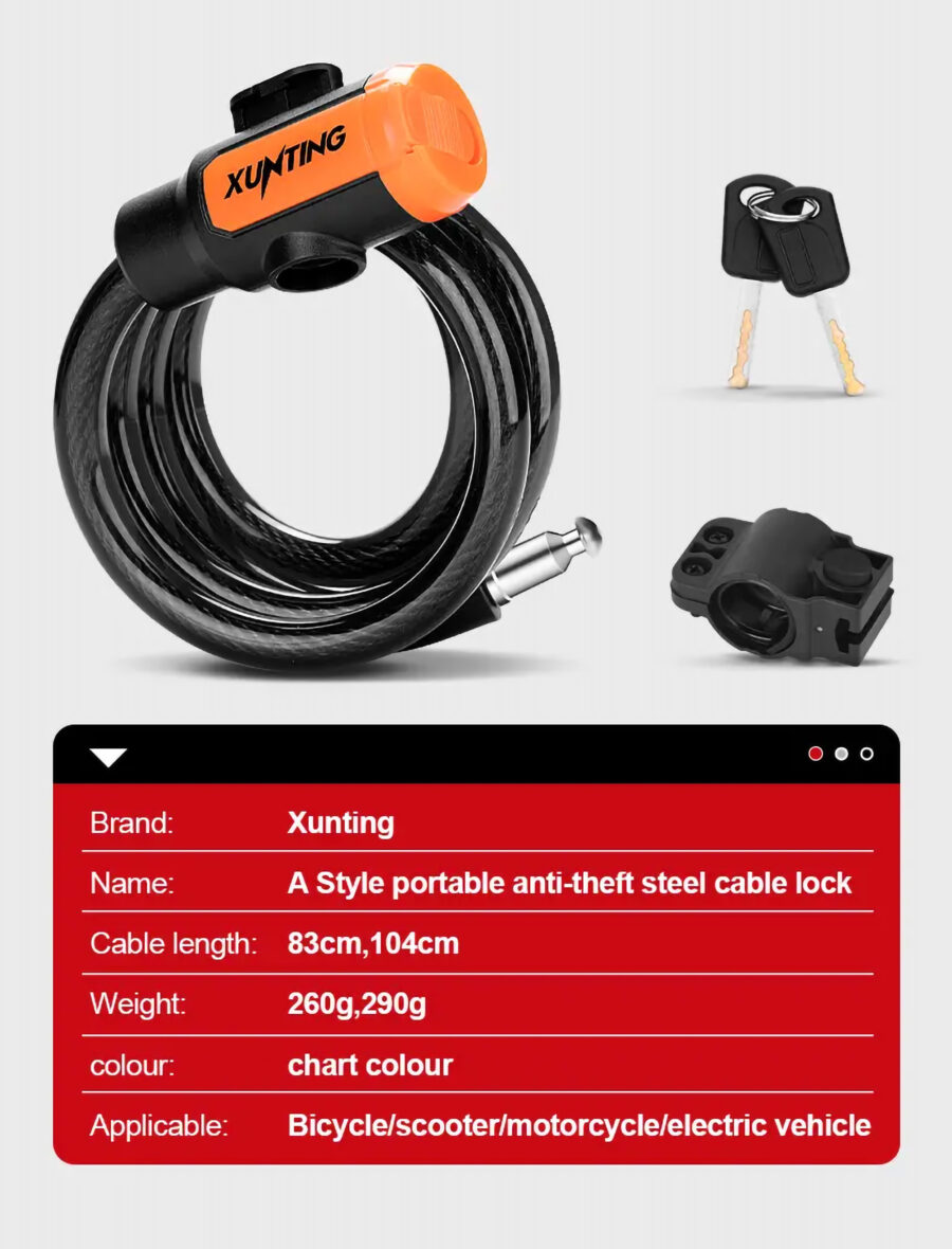 Weatherproof Anti-Theft Bike Cable Lock with Mounting Bracket - Image 9