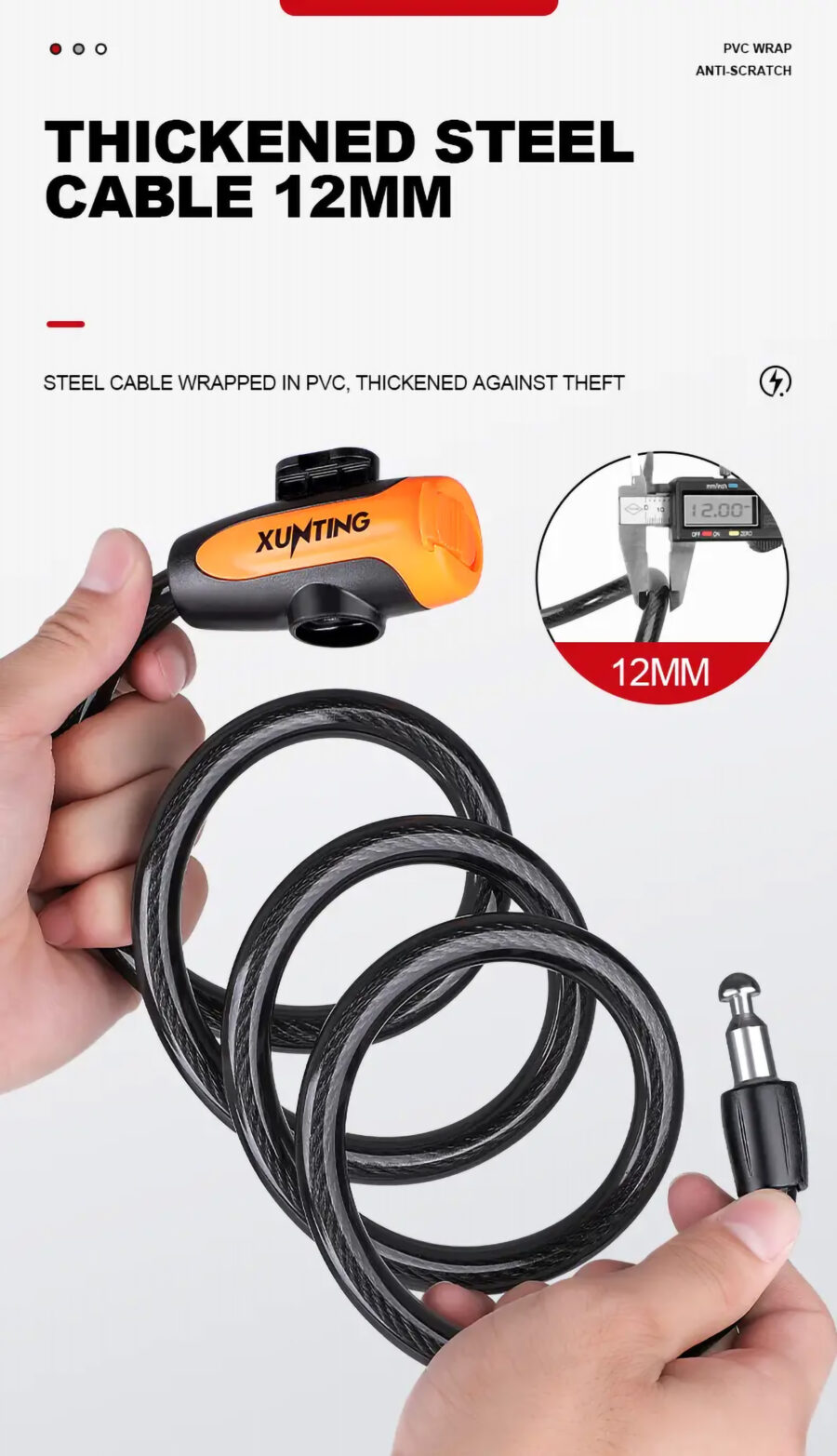 Weatherproof Anti-Theft Bike Cable Lock with Mounting Bracket - Image 12