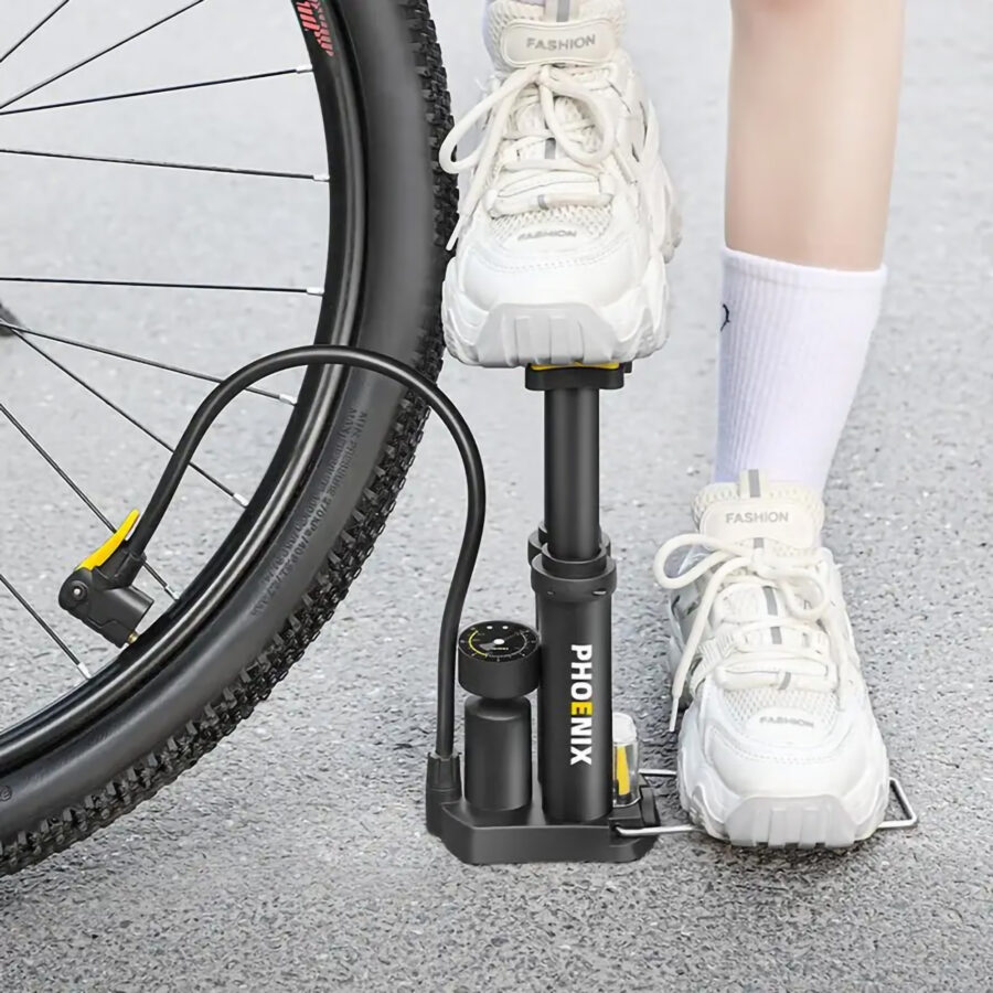 Compact & Portable Bike Foot Pump - MAX 150PSI With Gauge - Image 5
