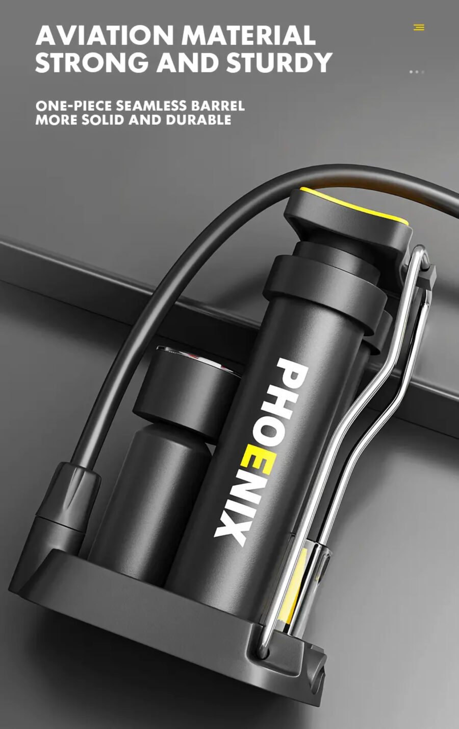 Compact & Portable Bike Foot Pump - MAX 150PSI With Gauge - Image 7