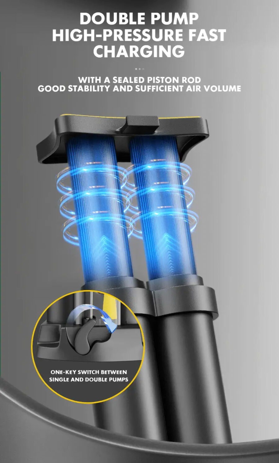Compact & Portable Bike Foot Pump - MAX 150PSI With Gauge - Image 8