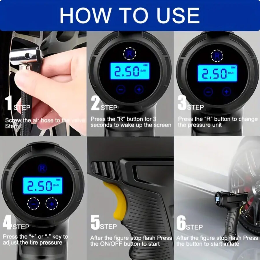 Portable Air Compressor Inflator Wireless Handheld Pump - Image 6
